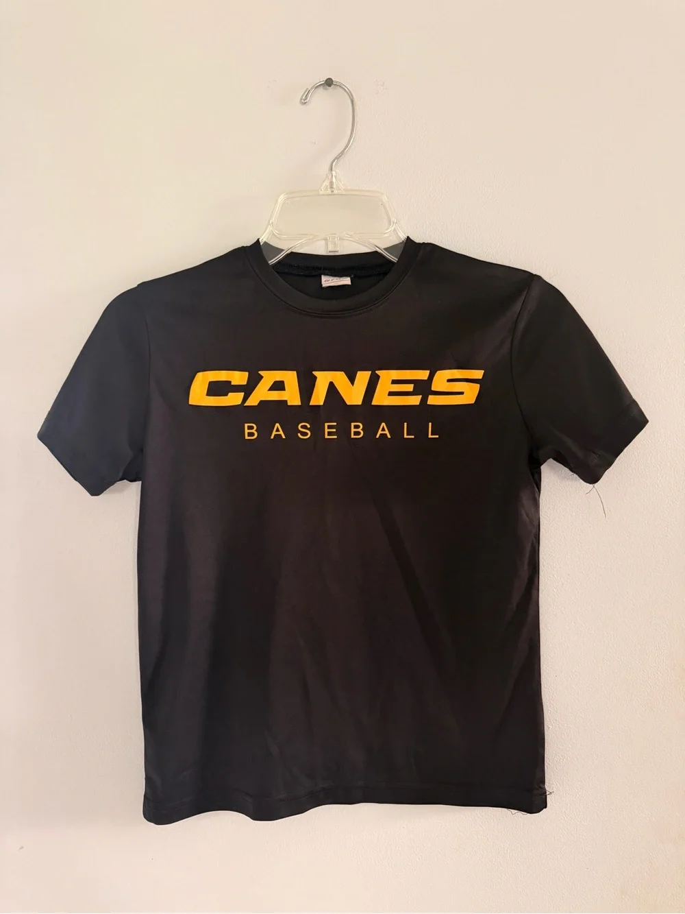 Canes Baseball Black T-Shirt with Gold Logo